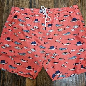Ocean Coast Coral Pink  Mens‎ Ocean Life Swim Trunks.